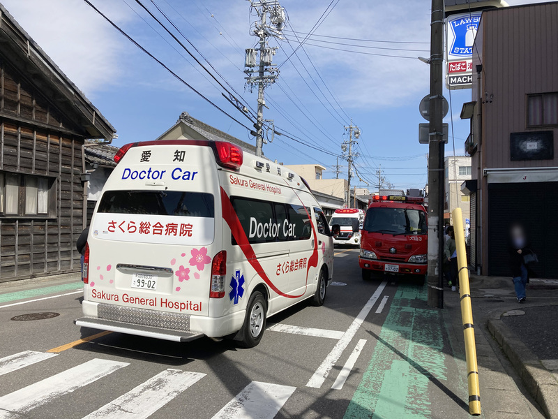 犬山城下町の事故現場に出動したドクターカー