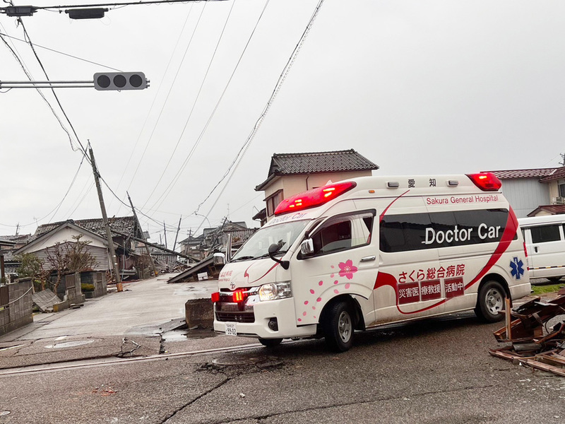 能登半島地震で被災地に出動したドクターカー（さくら総合病院提供）