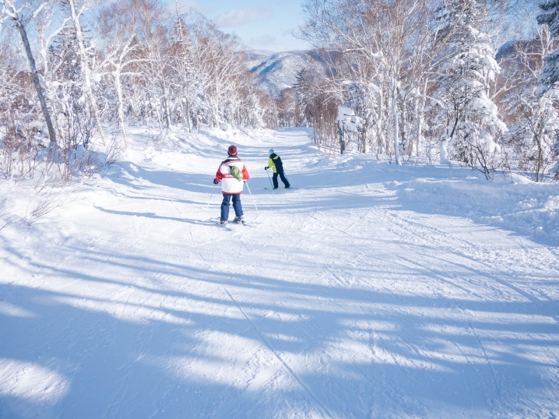 雪の上でスキーをしている人たち自動的に生成された説明